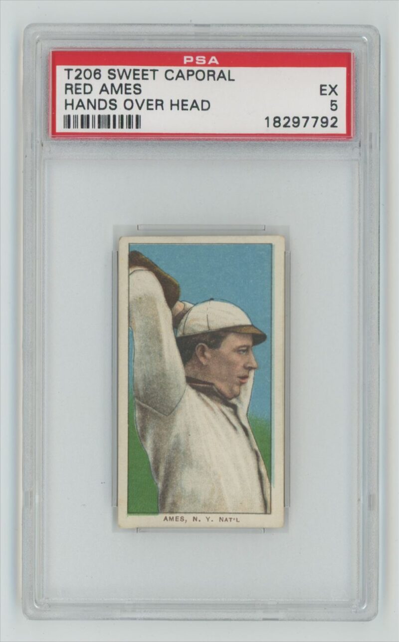 1909 SWEET CAPORAL WHITE BORDER RED AMES PSA 5 NEW YORK POP 14 ONLY 7 HIGHER