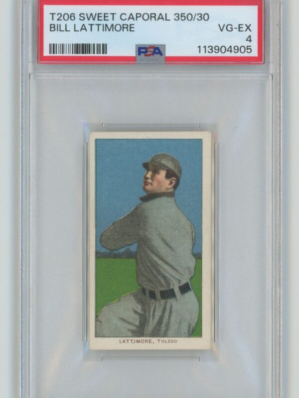 1909 WHITE BORDER BILL LATTIMORE PSA 4 TOLEDO MUD HENS POP 9 ONLY 7 HIGHER