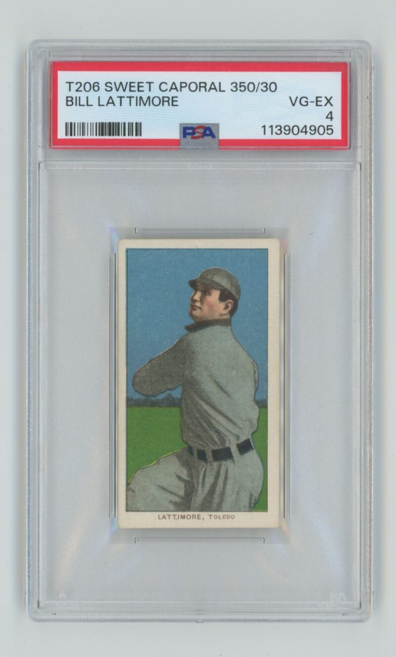 1909 WHITE BORDER BILL LATTIMORE PSA 4 TOLEDO MUD HENS POP 9 ONLY 7 HIGHER