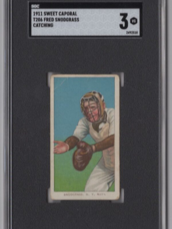 1911 SEET CAPORAL WHITE BORDER FRED SNODGRASS SGC 3 NEW YORK CATCHING