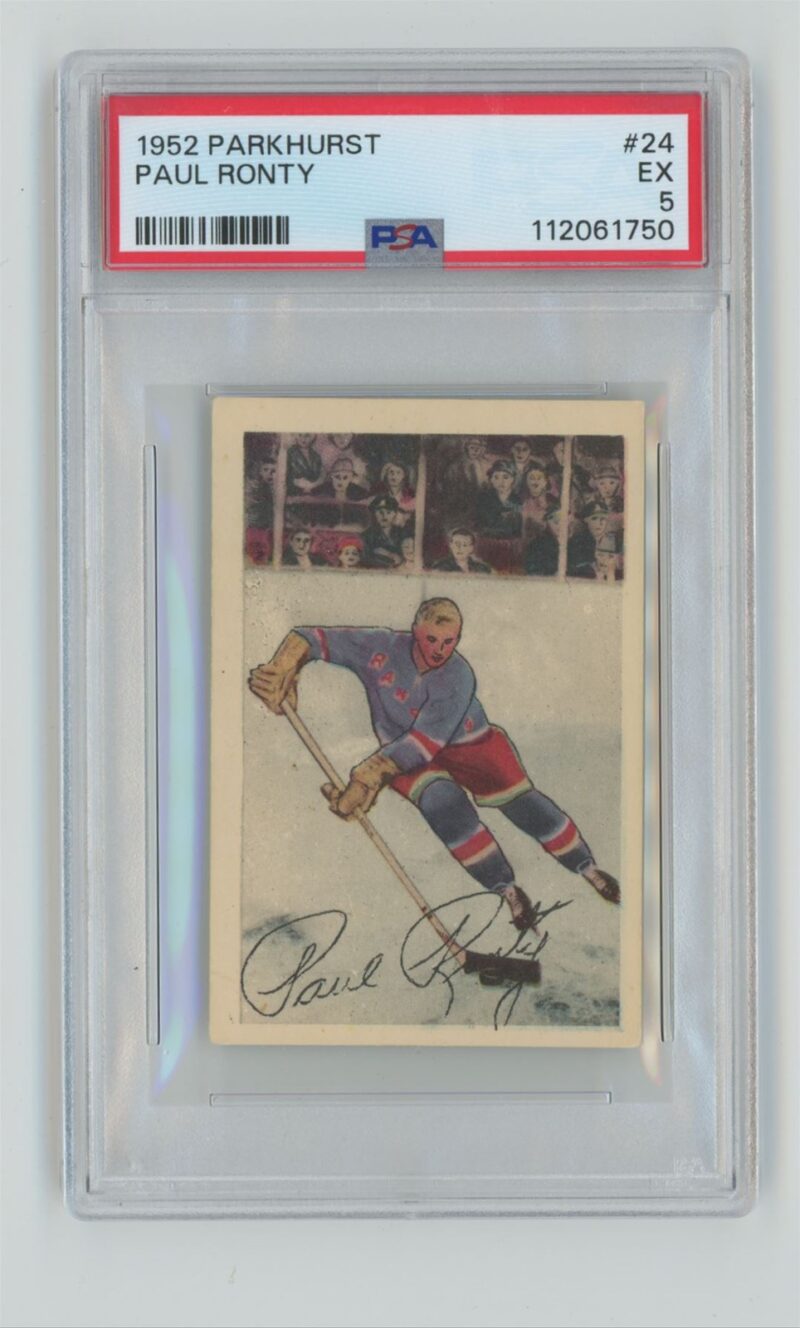 1952 53 PARKHURST VINTAGE HOCKEY PAUL RONTY ROOKIE PSA 5 NEW YORK RANGERS 24 286685205323