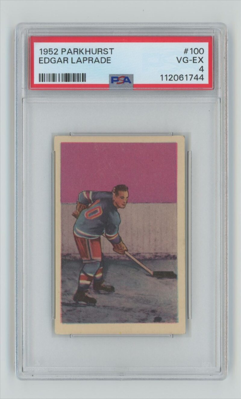 1952 53 VINTAGE HOCKEY EDGAR LAPRADE ROOKIE PSA 4 NEW YORK RANGERS 100 286685205313