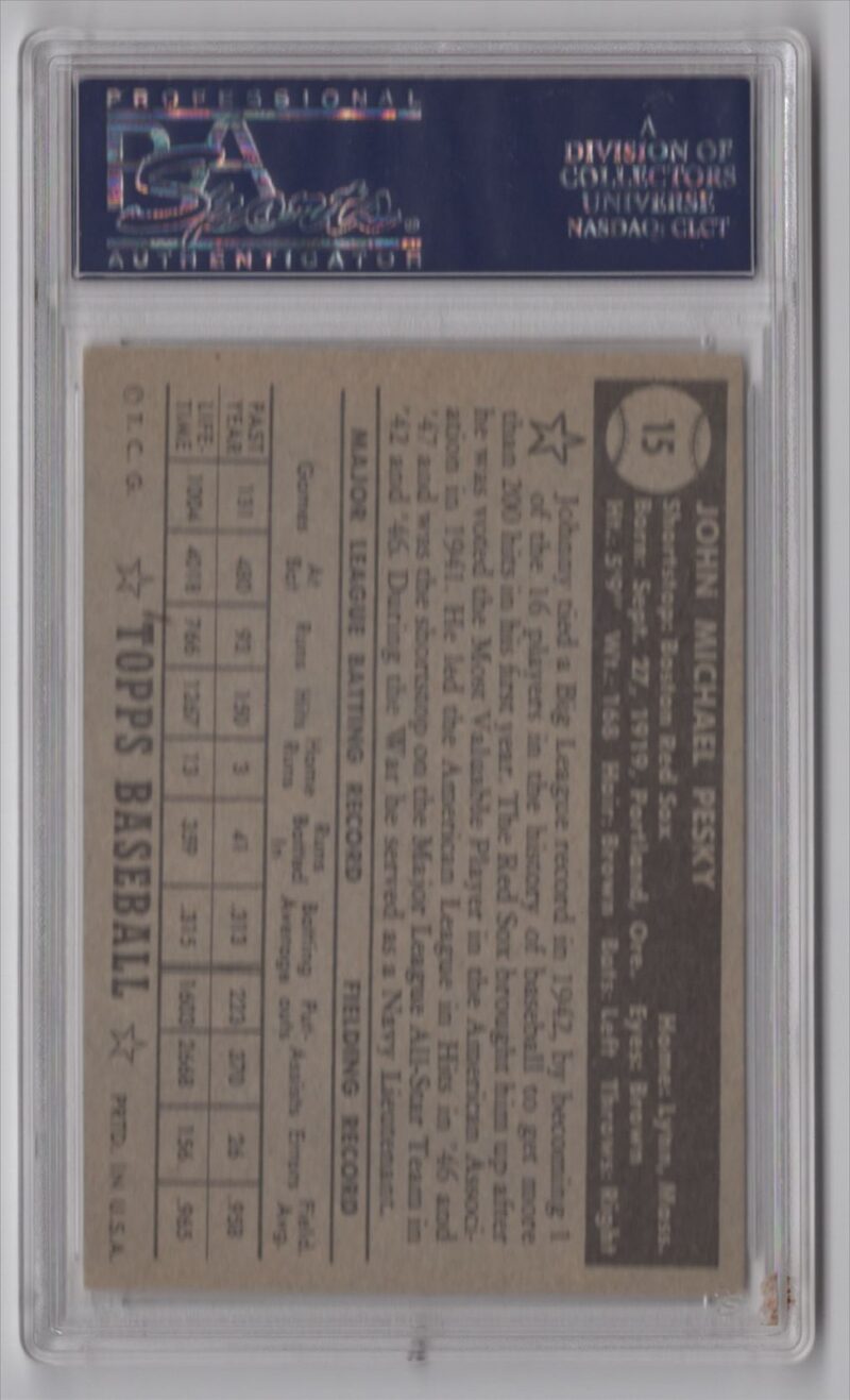 1952 TOPPS JOHNNY PESKY ROOKIE PSA 5 BOSTON RED SOX 15 286512179813 2