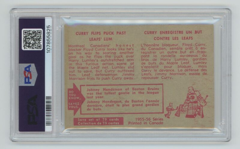 1955 56 PARKHURST FLOYD CURRY PSA 3 MONTREAL CANADIENS 76 CURRY SCORES AGAIN 286685210263 2