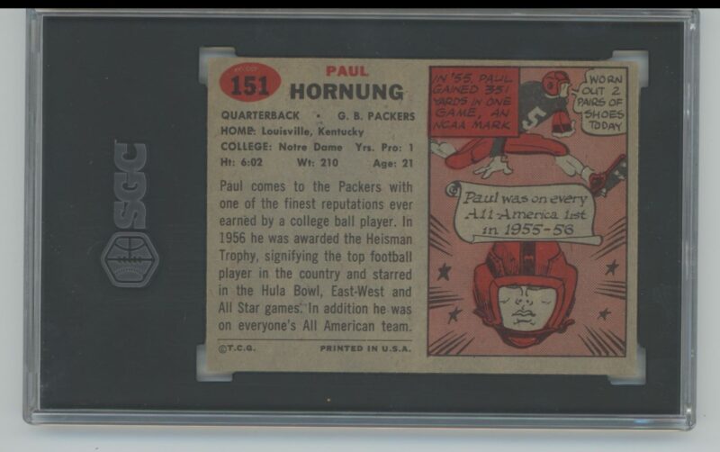 1957 TOPPS PAUL HORNUNG ROOKIE SGC 5 GREEN BAY PACKERS 151 286685215063 2