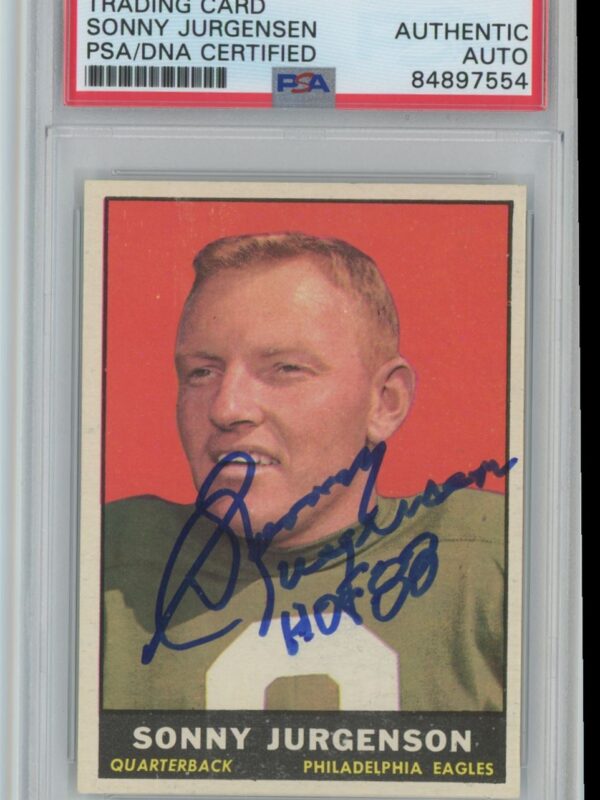 1961 TOPPS SONNY JURGENSEN AUTO AUTHENTIC AUTOGRAPH PSA PHILADELPHIA EAGLES #95