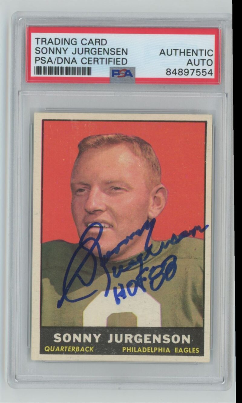 1961 TOPPS SONNY JURGENSEN AUTO AUTHENTIC AUTOGRAPH PSA PHILADELPHIA EAGLES #95