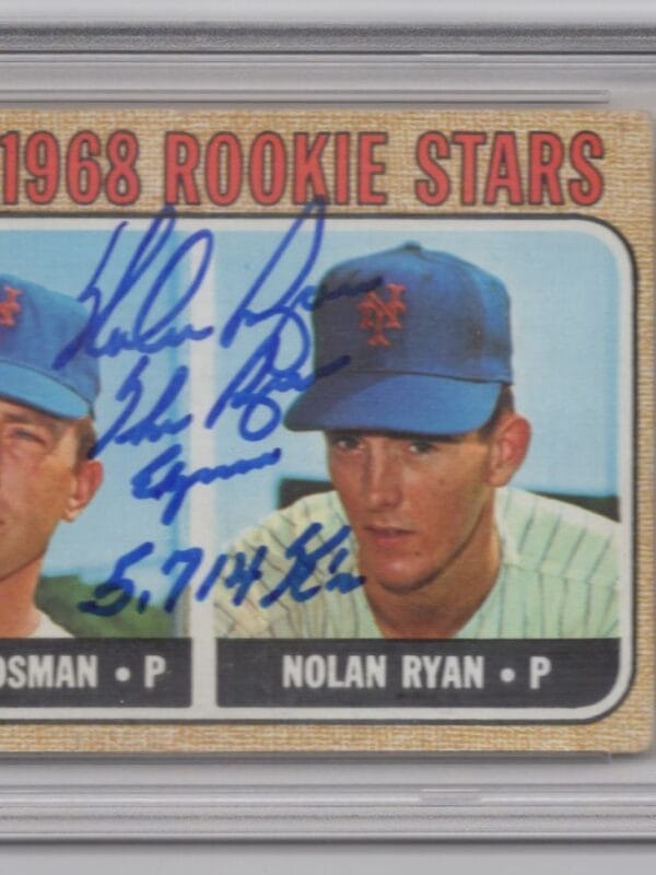 1968 TOPPS JERRY KOOSMAN/NOLAN RYAN ROOKIE PSA NEW YORK METS #177 INSCRIBED THE
