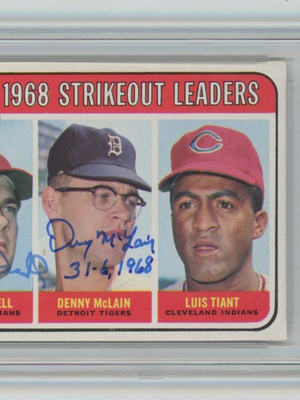 1969 TOPPS SAM MCDOWELL DENNY MCLAIN LUIS TIANT AUTO PSA 4 CLEVELAND INDIANS