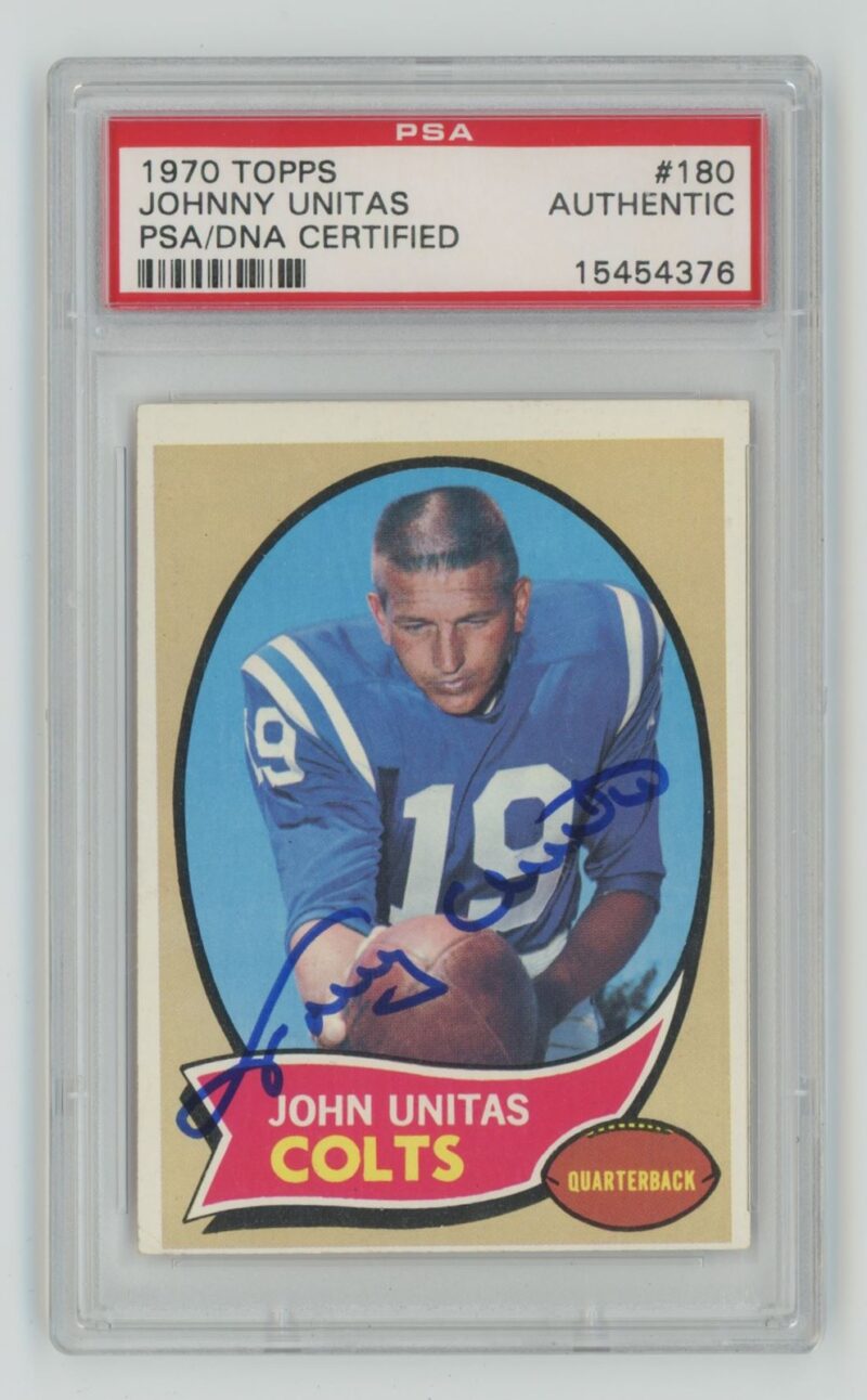1970 TOPPS JOHN UNITAS ROOKIE AUTO PSA BALTIMORE COLTS 180 AUTHENTIC SIGNATURE 286685215043