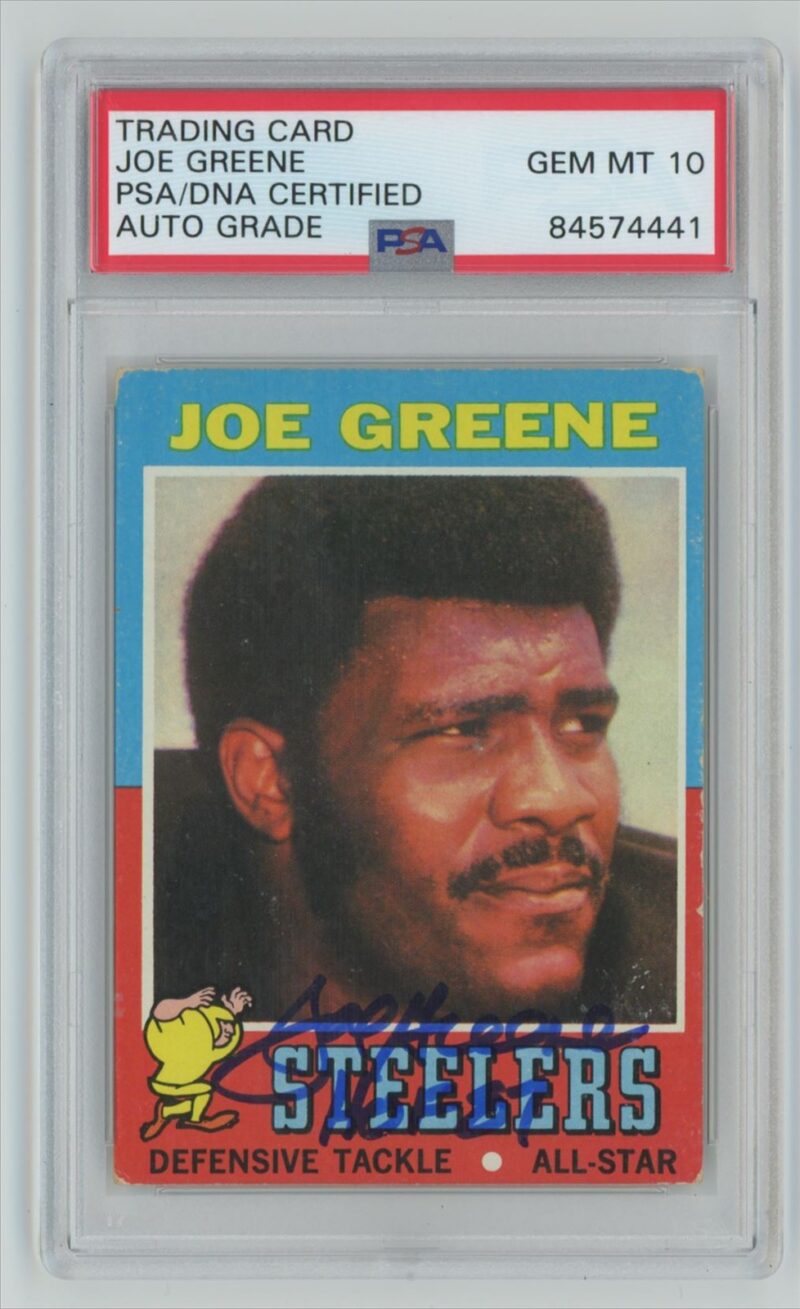 1971 TOPPS JOE GREENE ROOKIE AUTO AUTHENTIC AUTOGRAPH PSA 10 PITTSBURGH STEELERS