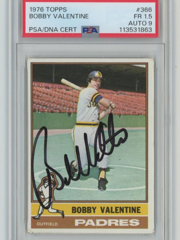1976 TOPPS BOBBY VALENTINE AUTO PSA SAN DIEGO PADRES #366