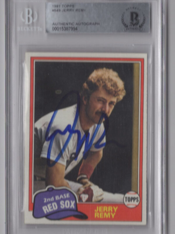 1981 TOPPS 3-16 JERRY REMY AUTO BECKETT BOSTON RED SOX #549 AUTH.