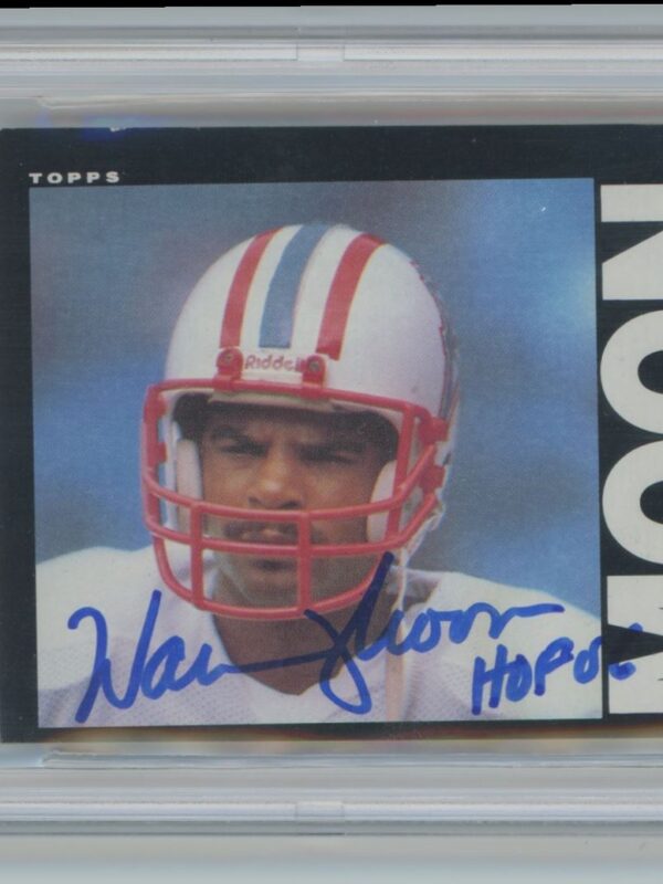 1985 TOPPS WARREN MOON ROOKIE AUTO BECKETT 10 HOUSTON OILERS #251 INSCRIBED HOF
