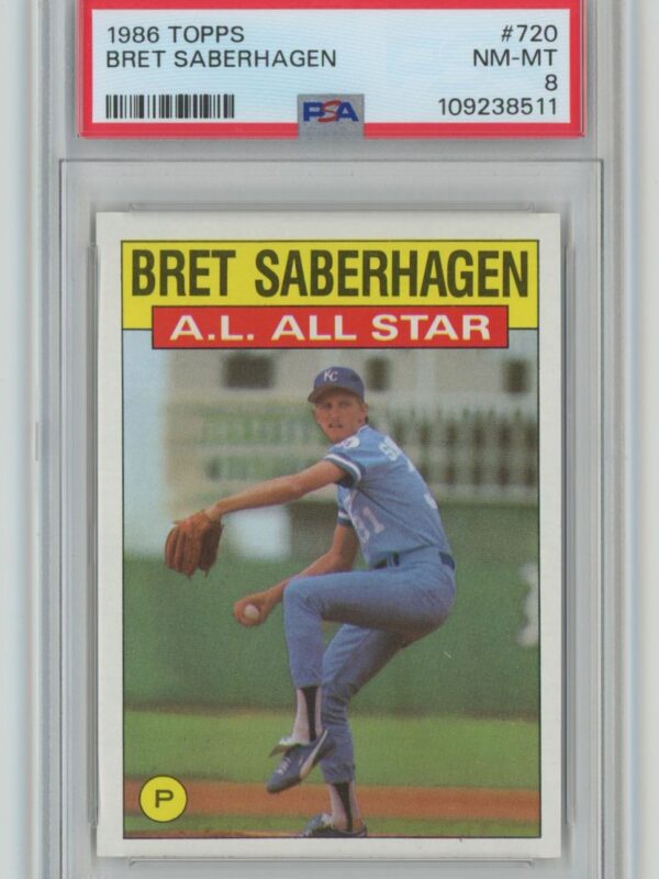 1986 TOPPS BRET SABERHAGEN PSA 8 KANSAS CITY ROYALS #720