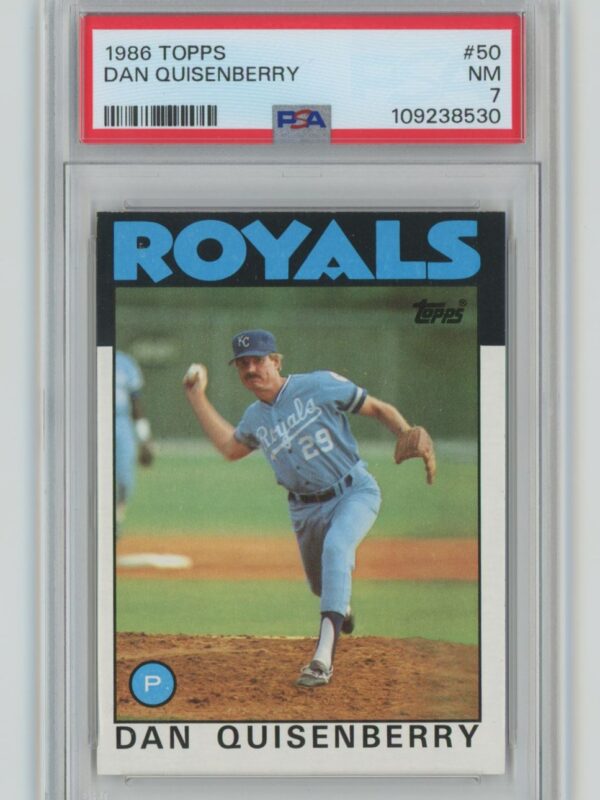 1986 TOPPS DAN QUISENBERRY PSA 7 KANSAS CITY ROYALS #50