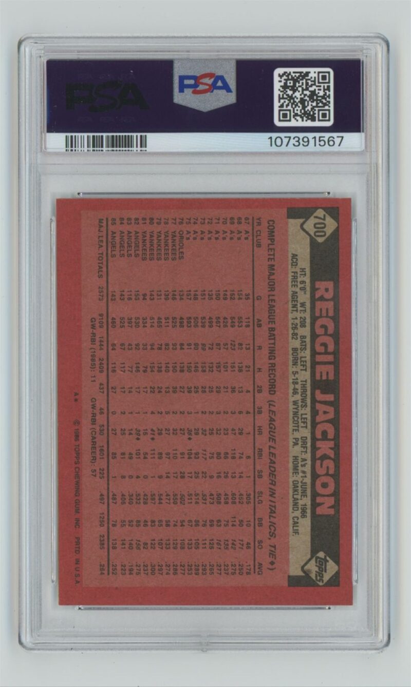 1986 TOPPS REGGIE JACKSON PSA 8 CALIFORNIA ANGELS 700 286740614553 2