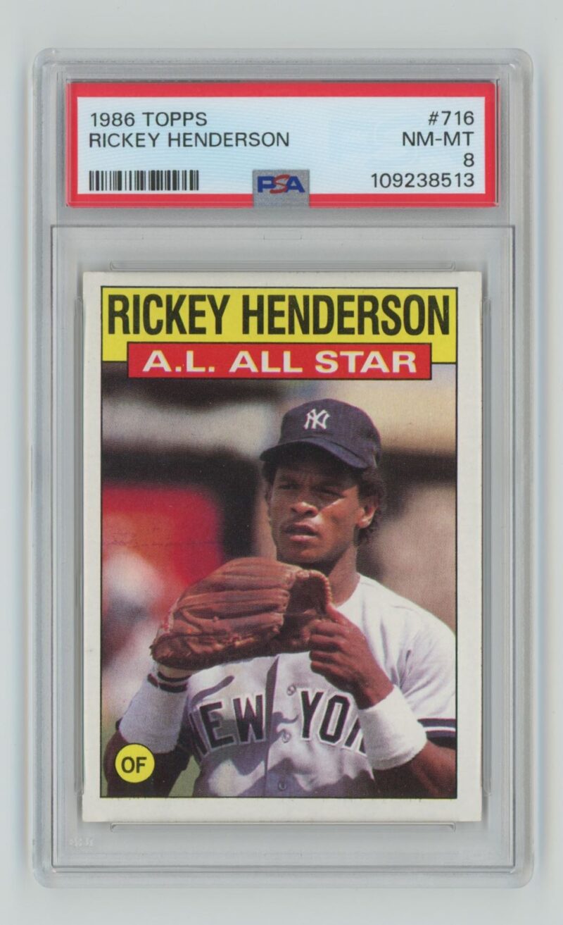 1986 TOPPS RICKEY HENDERSON PSA 8 NEW YORK YANKEES #716