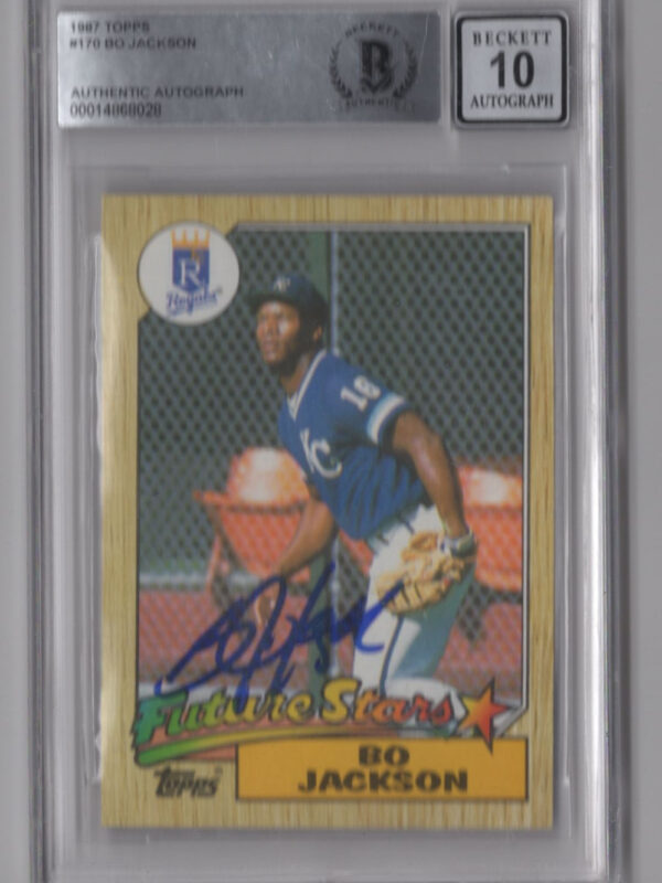 1987 TOPPS 3-15 BO JACKSON AUTO BECKETT KANSAS CITY ROYALS #170 AUTO 10