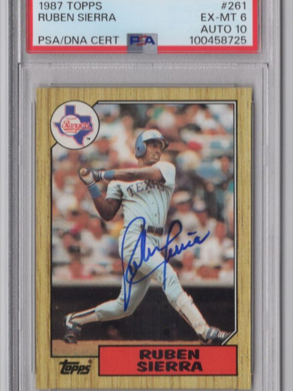 1987 TOPPS RUBEN SIERRA AUTO PSA 6 TEXAS RANGERS #261 AUTO 10