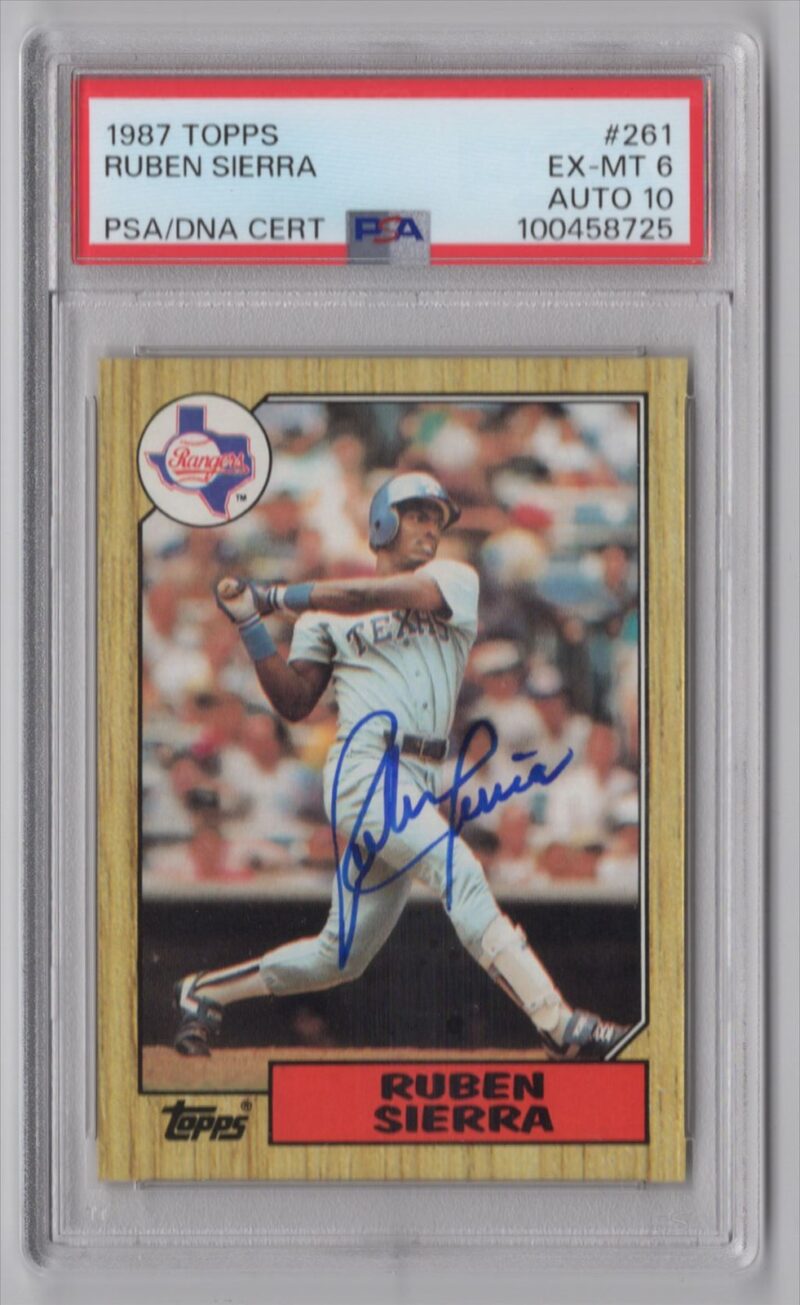 1987 TOPPS RUBEN SIERRA AUTO PSA 6 TEXAS RANGERS #261 AUTO 10