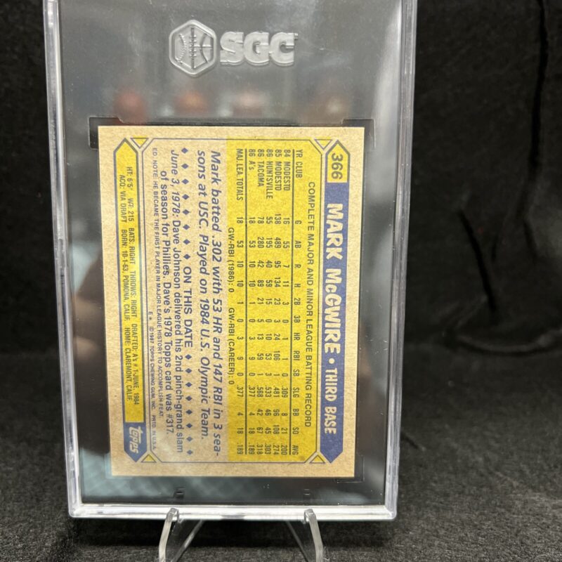 1987 Topps 366 Mark McGwire Rookie Card 286289147373 2