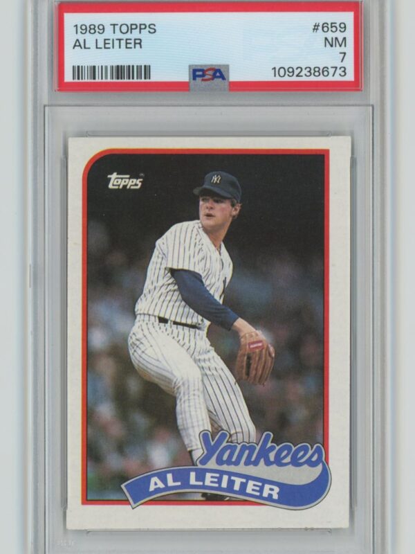 1989 TOPPS AL LEITER PSA 7 NEW YORK YANKEES #659 POP 1 ONLY 8 HIGHER