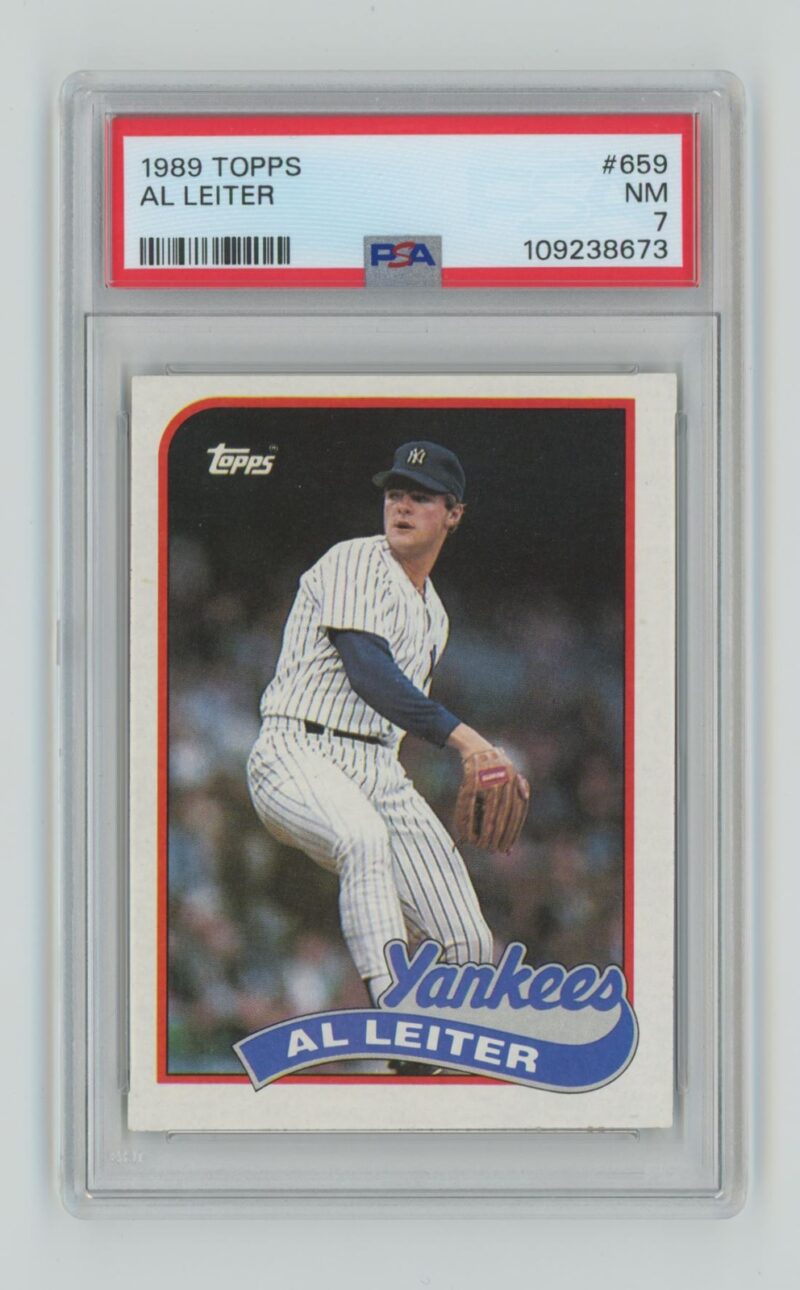 1989 TOPPS AL LEITER PSA 7 NEW YORK YANKEES #659 POP 1 ONLY 8 HIGHER