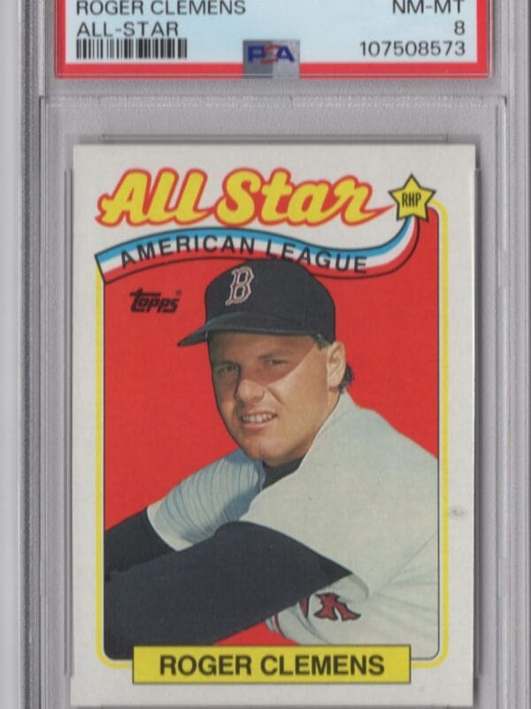 1989 TOPPS ROGER CLEMENS PSA 8 BOSTON RED SOX #405
