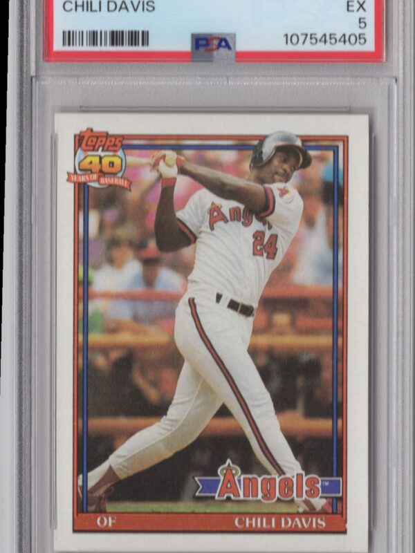 1991 TOPPS CHILI DAVIS PSA 5 CALIFORNIA ANGELS #355 POP 3 W/ ZERO HIGHER