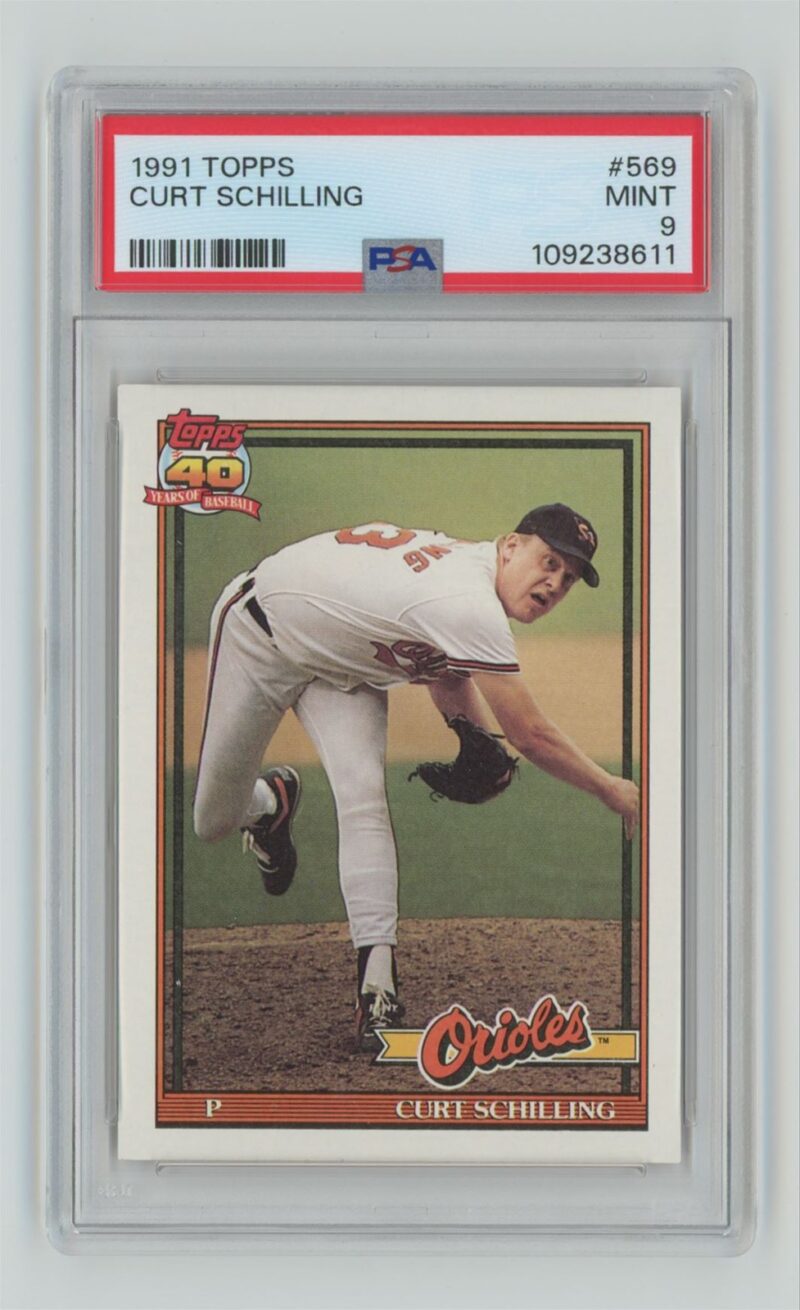 1991 TOPPS CURT SCHILLING PSA 9 BALTIMORE ORIOLES #569