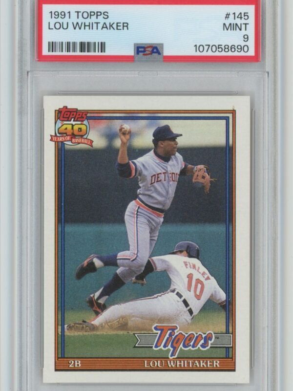 1991 TOPPS LOU WHITAKER PSA 9 DETROIT TIGERS 145 TOTAL POP 51 286740692403