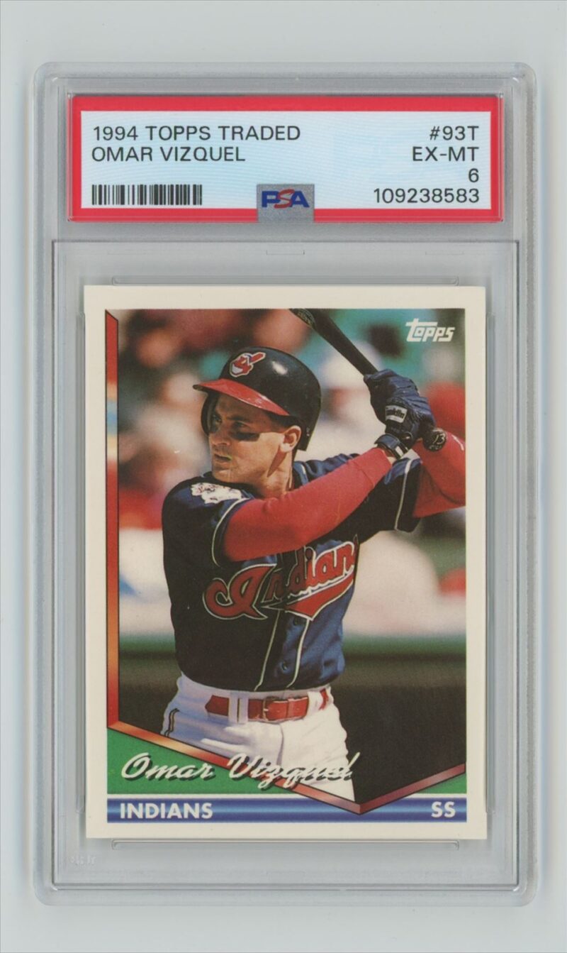 1994 TOPPS TRADED OMAR VIZQUEL PSA 6 CLEVELAND INDIANS #93T POP1, ONLY 8 HIGHER