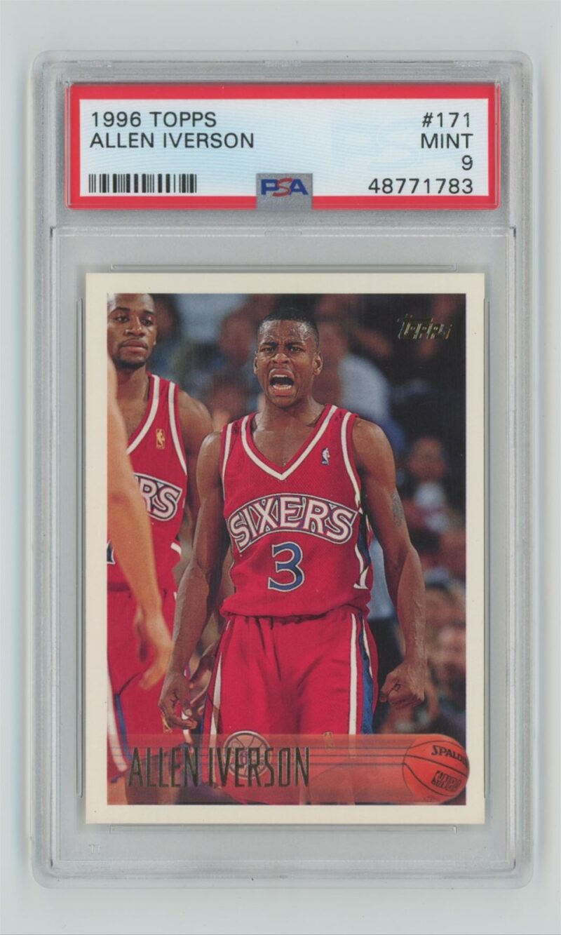1996-97 TOPPS ALLEN IVERSON ROOKIE PSA 9 PHILADELPHIA 76ERS #171