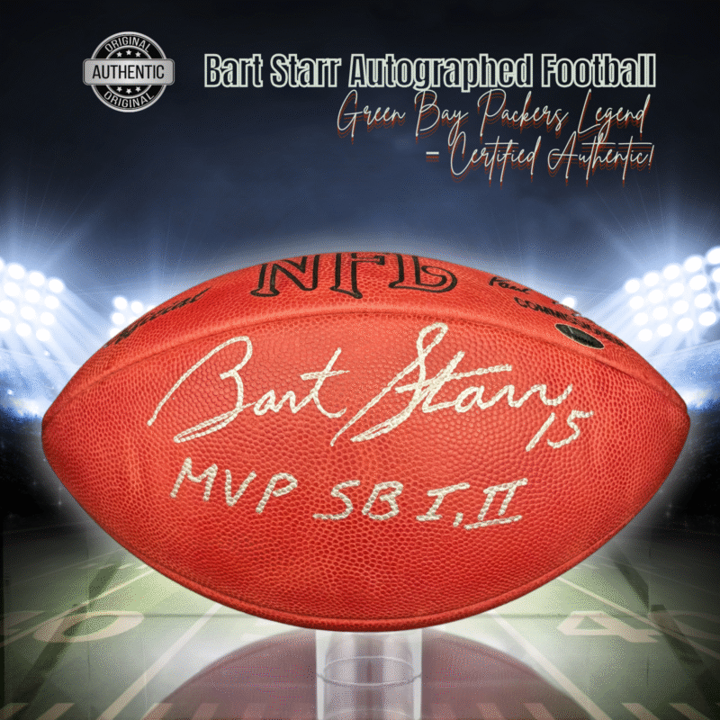 Bart Starr Autographed Football, Inscribed "MVP SB I, II"