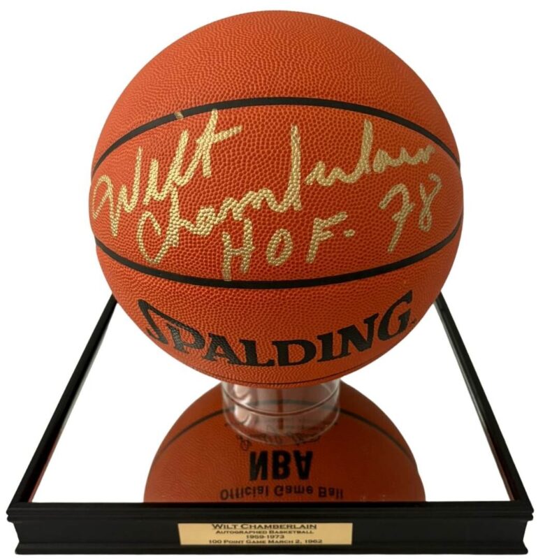 L.A. Lakers Wilt Chamberlain Autographed Basketball Inscribed "HOF 78" (JSA) - Image 3