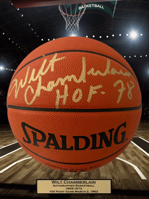 L.A. Lakers Wilt Chamberlain Autographed Basketball Inscribed "HOF 78" (JSA)