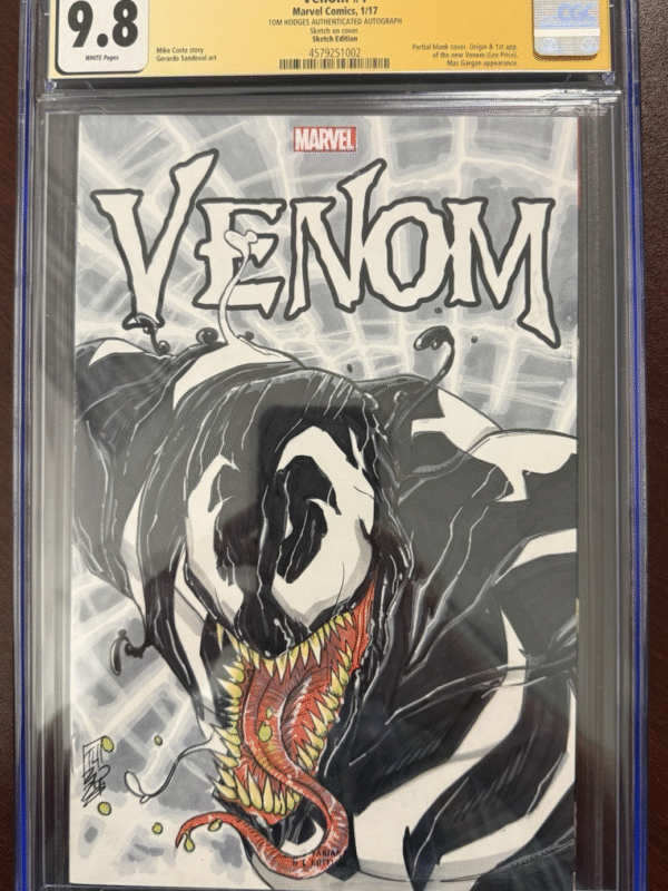Marvel Comic Venom 1 Sketch Eddition with Artist Tom Hodges Autograph CGC 286740536823