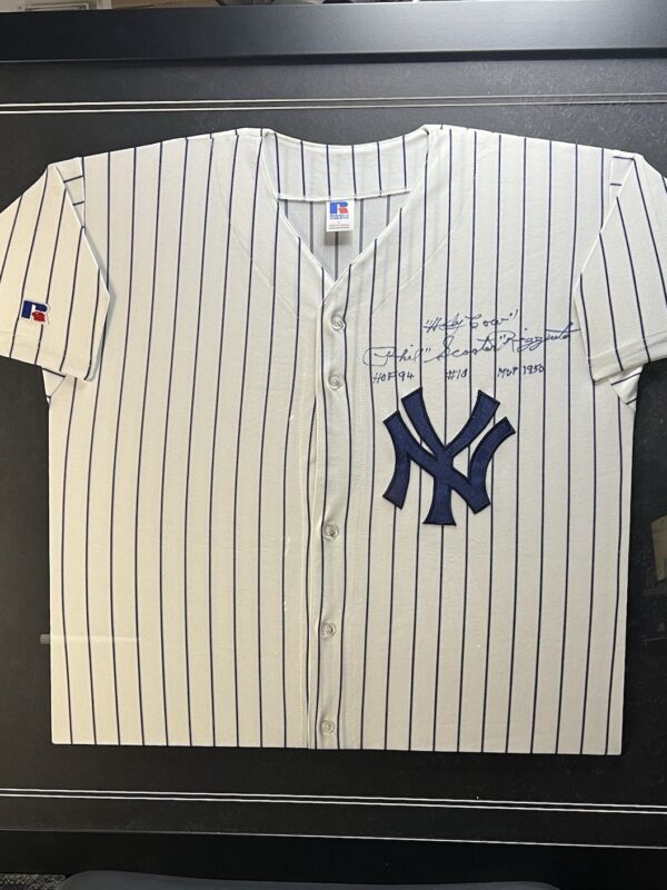 Phil Rizzuto autographed signed framed N.Y. Yankees Rawlings Jersey