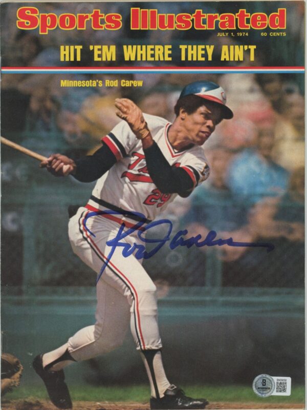 ROD CAREW AUTOGRAPHED JULY 1974 SPORTS ILLUSTRATED MINNESOTA TWINS BECKETT 286611488313