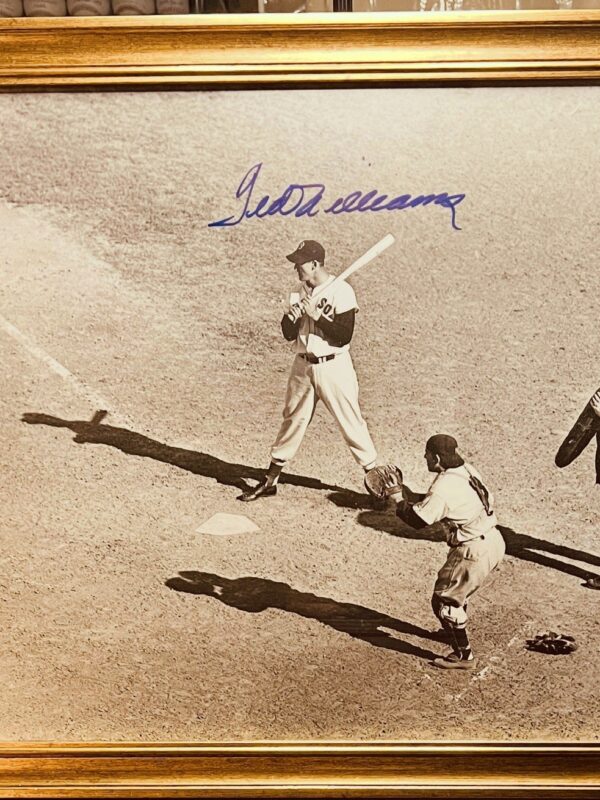 Ted William autographed 16x20 Gold framed game photo
