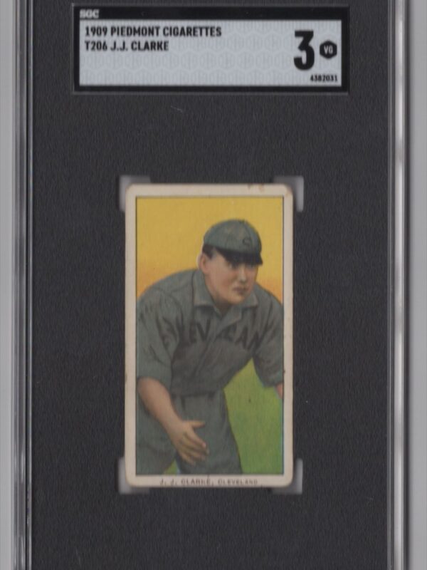 1909 BASEBALL CARD WHITE BORDER J.J. CLARKE SGC 3 CLEVELAND