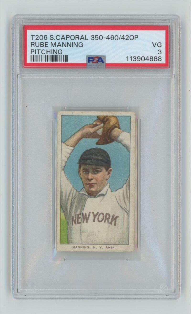 1909 SWEET CAPORAL WHITE BORDER RUBE MANNING PSA 3 NEW YORK POP 3 ONLY 7 HIGHER