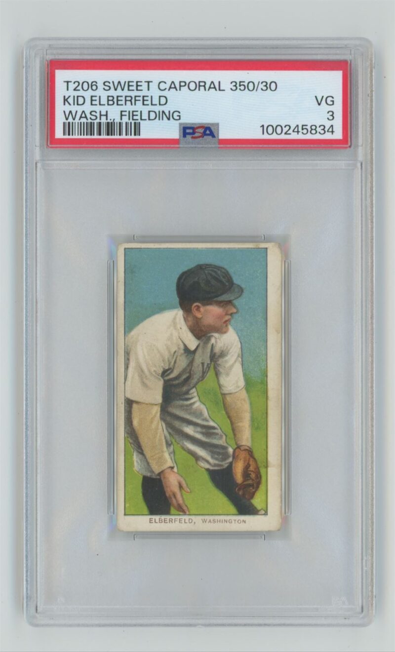 1910 SWEET CAPORAL 350/30 WHITE BORDER KID ELBERFELD PSA 3 WASHINGTON