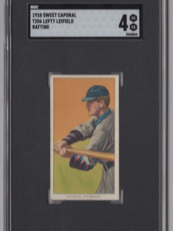1910 SWEET CAPORAL WHITE BORDER LEFT LEIFIELD (BATTING) SGC 4 PITTSBURG POP 14