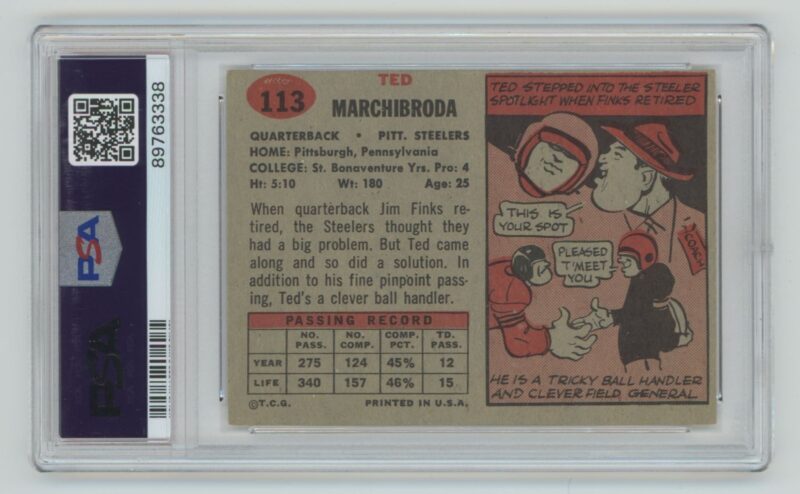 1957 TOPPS TED MARCHIBRODA PSA 5 PITTSBURGH STEELERS 113 286685215094 2