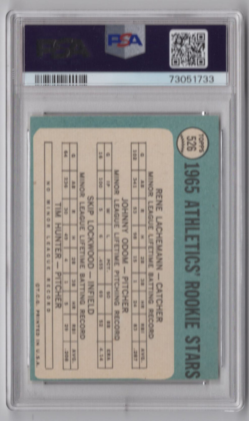 1965 3-15 RENE LACHEMANN/JOHNNY ODOM/SKIP LOCKWOOD/JIM HUNTER ROOKIE PSA 6 - Image 3