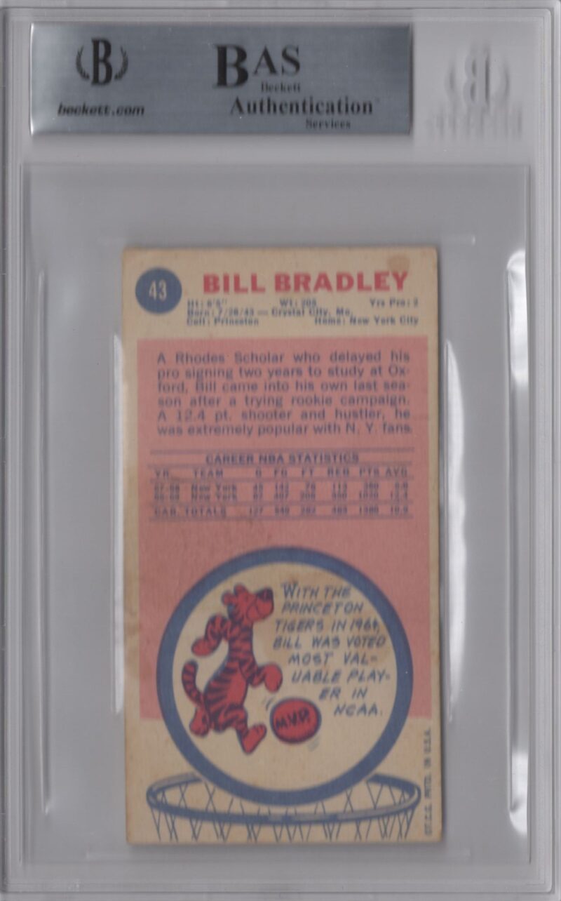 1969-70 SPORTS HOBBYIST FAMOUS CARD SERIES BILL BRADLEY ROOKIE AUTO BVG - Image 3