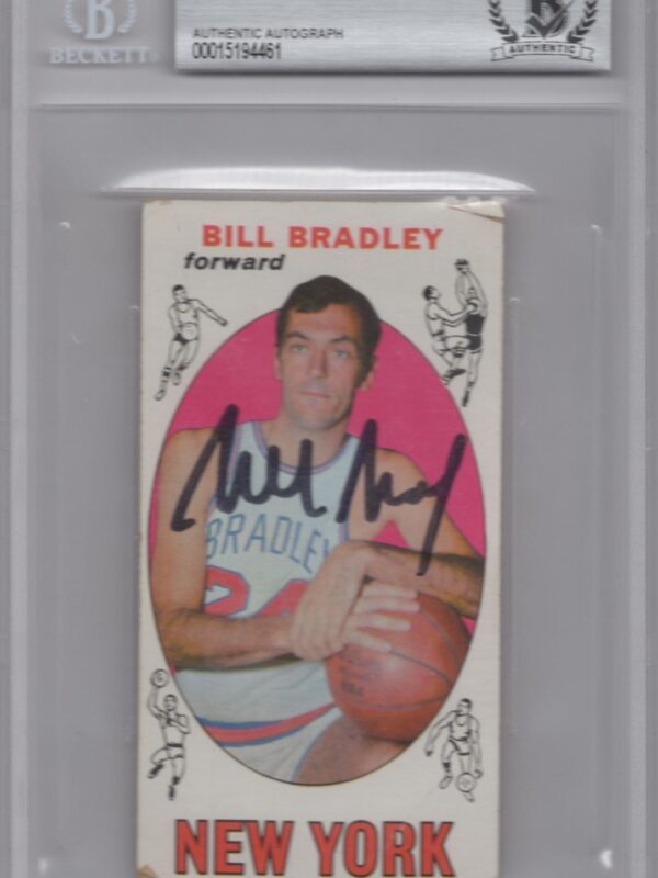 1969-70 SPORTS HOBBYIST FAMOUS CARD SERIES BILL BRADLEY ROOKIE AUTO BVG