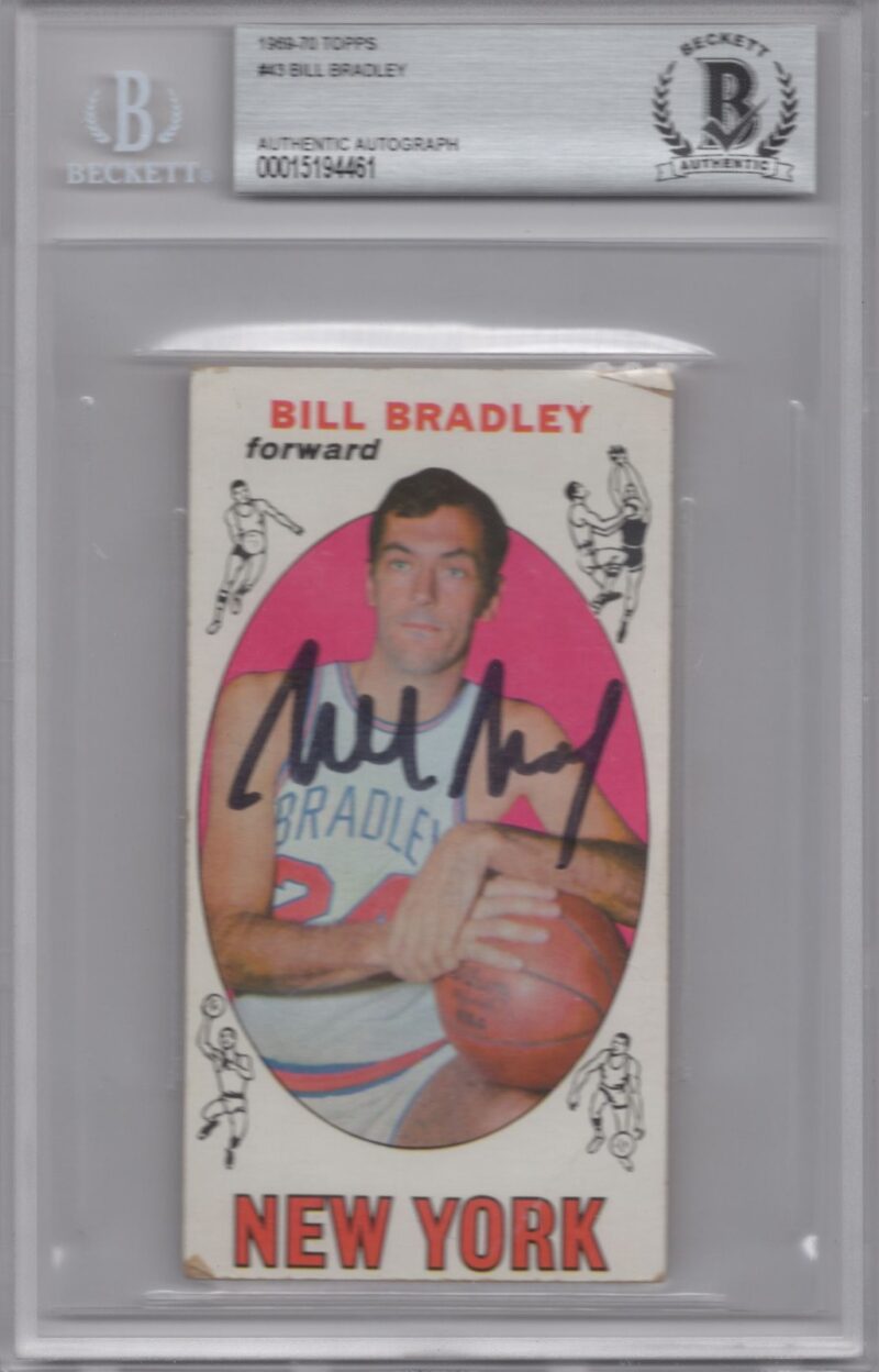 1969-70 SPORTS HOBBYIST FAMOUS CARD SERIES BILL BRADLEY ROOKIE AUTO BVG